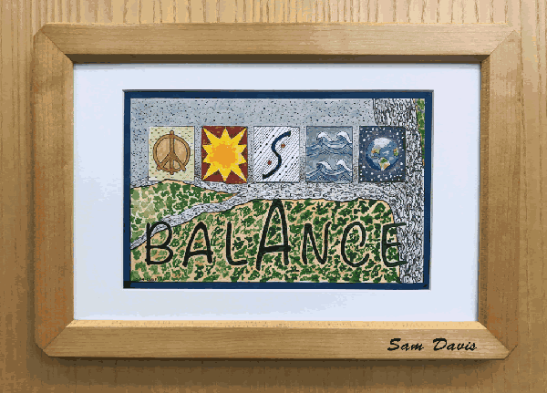 Balance- Pen and Ink Watercolor by Sam Davis 2021